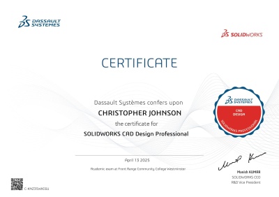 Solidworks CSWP Certificate