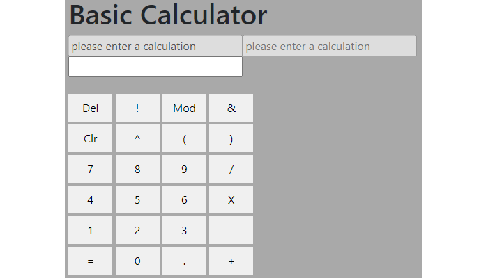 Basic Calculator Screenshot